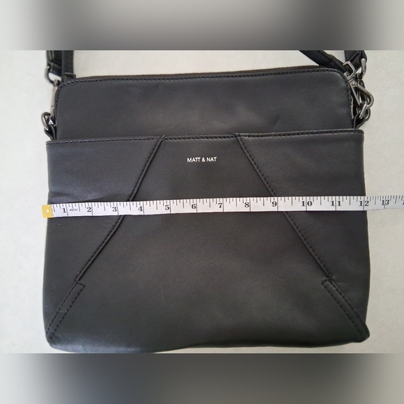 Matt & Nat/ WHILEM Black Vegan Leather Hobo Bag/ 2 Straps - Picture 11 of 16